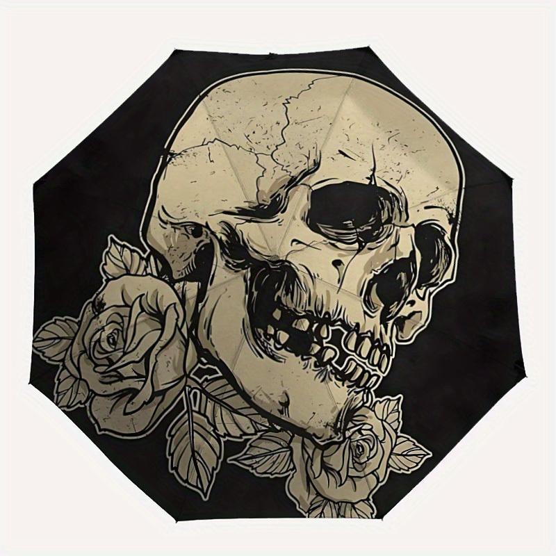

1pc Skull Roses Automatic Open/Close Umbrella, Ideal Fan Gift for Birthday, Christmas, Trendy Fashion y250828099