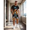 Men's Sets Gradient Funy Duck Print Short Sleeve T-Shirt+Shorts Suit Casual Set Sports Streetwear 2 Piece Outfit