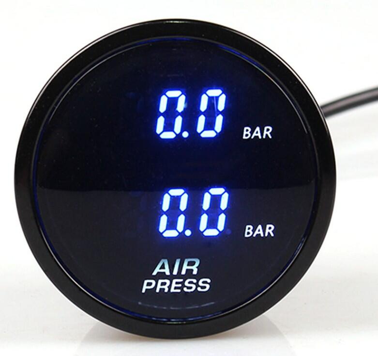 AD 52mm Digital Air Suspension Pressure Gauge 290 PSI Bar Blue Red LED with 1/8NPT Electronic Sensors Dual Air Pressure Gauge