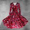 Women's Fashion Casual Valentine's Day Printed Long Sleeve V-Neck Sexy Dresses