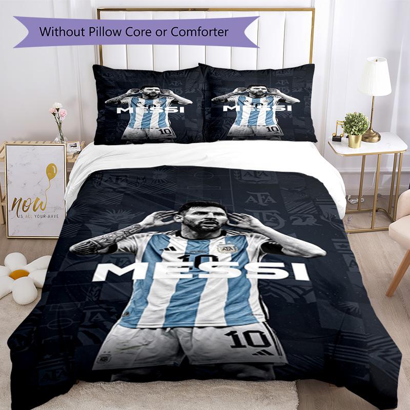Set Biancheria da Letto Messi Copripiumino Traspirante con Federe Biancheria da Letto Decorativa per Camera da Letto Decorazione Casa Regalo di Compleanno