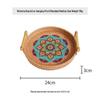 Nordische Handgefertigte Rattan Gewebte Florale Print Runde Griff Frühstückstablett