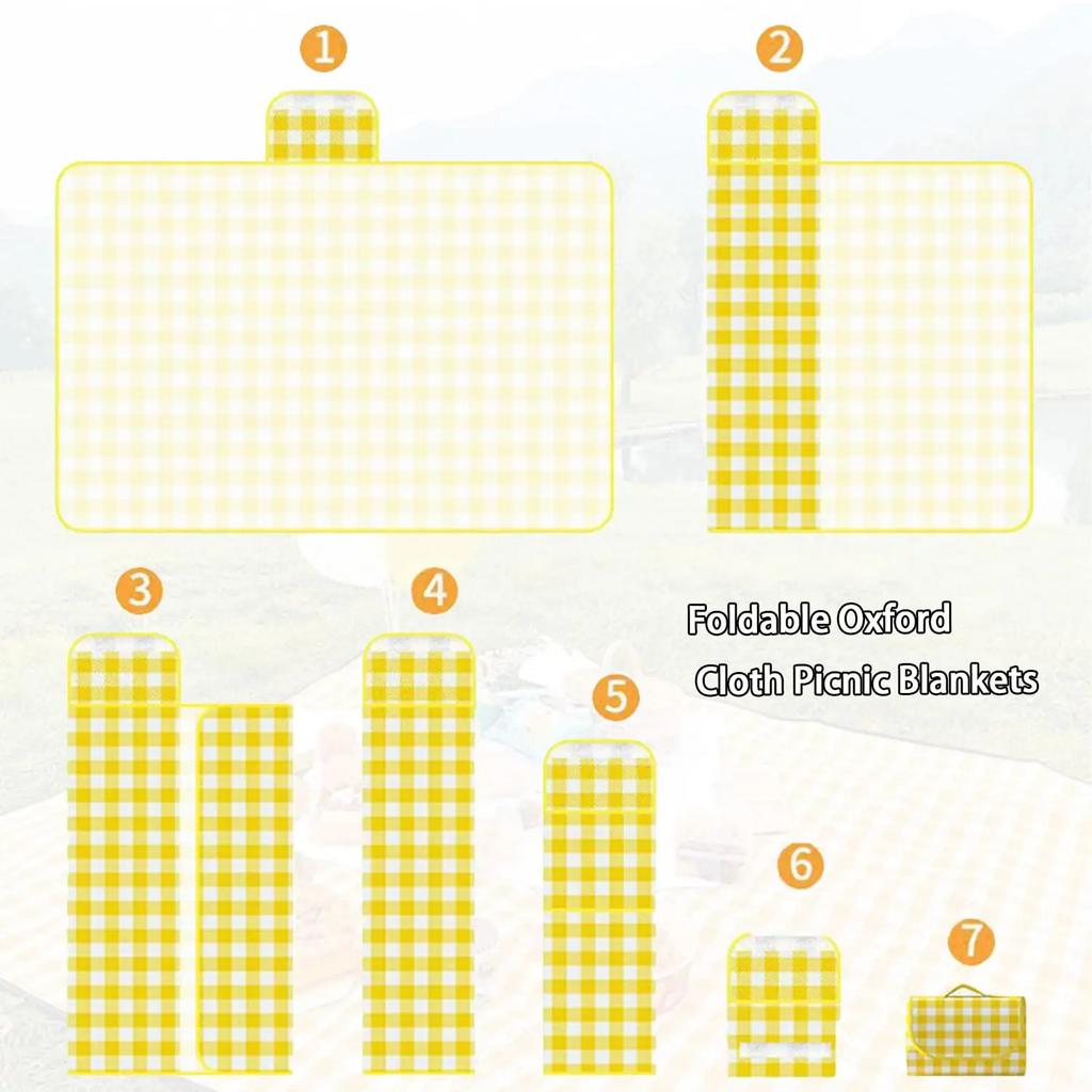 Picnic Blanket Waterproof Beach Rug Washable Lightweight with Handle Red Checkered for Hiking Traveling Outdoor Camping,Parks