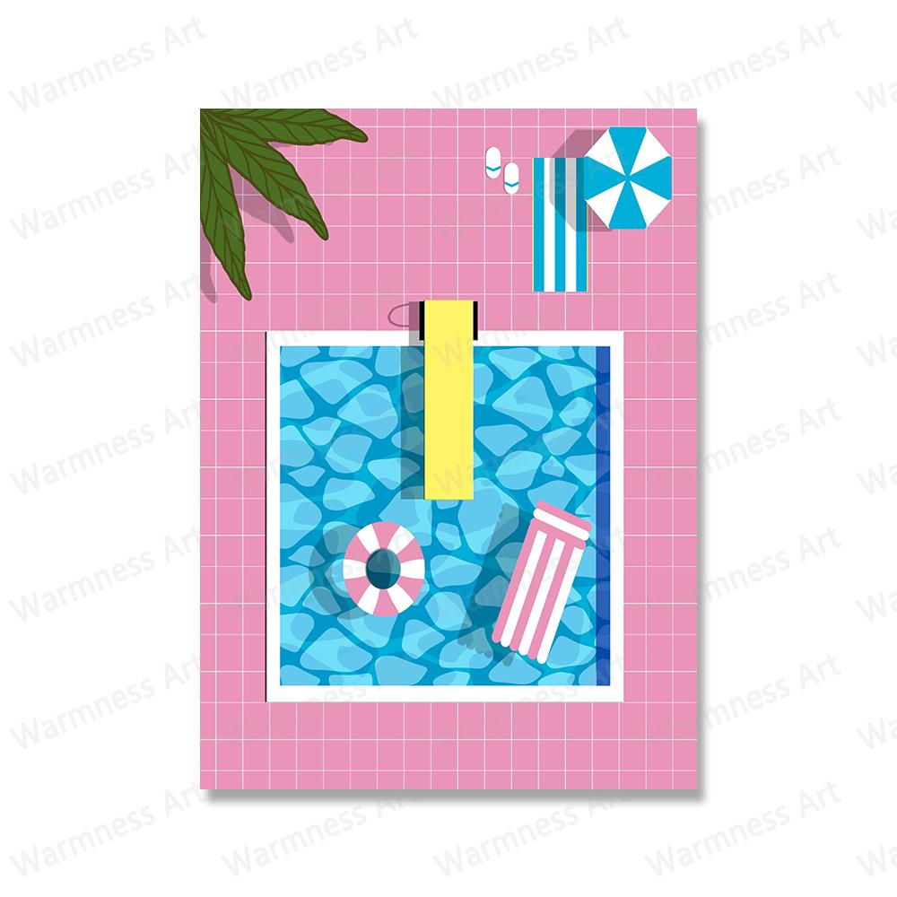 Nordic Abstract Wall Art Pictures Prints People Swimming In A Pool Canvas Painting Woman In Water Posters for Living Room Decor No Frame