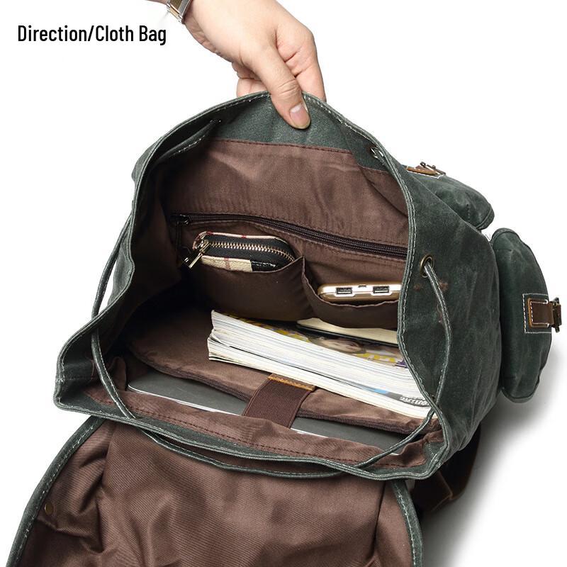 Lishen Vintage Waxed Canvas Travel Backpack