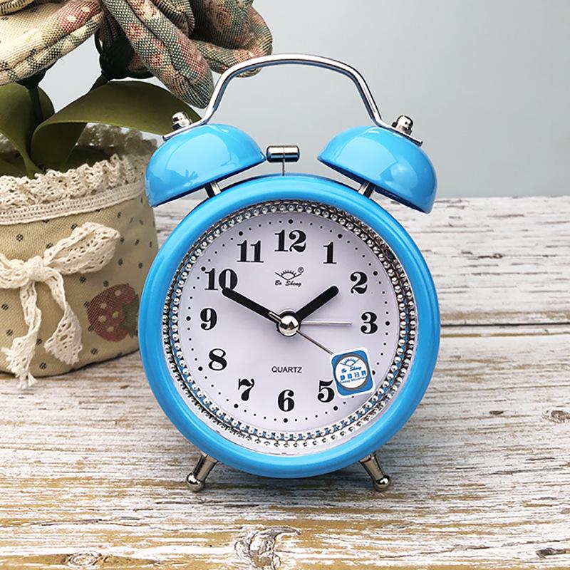 Creative Night Light Metal Bell Alarm Clock - 3 Fashionable Student Bedside Alarm 2832 синий