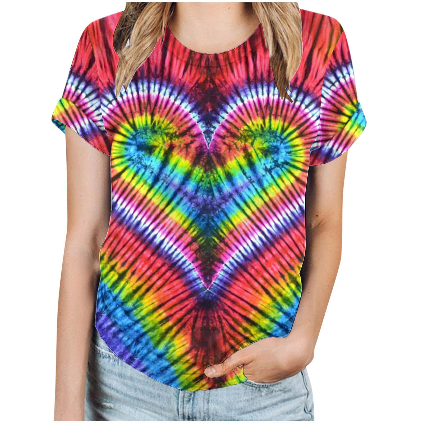 

Летний топ с круглым вырезом и 3D принтом тай-дай, модные повседневные женские футболки с коротким рукавом XS