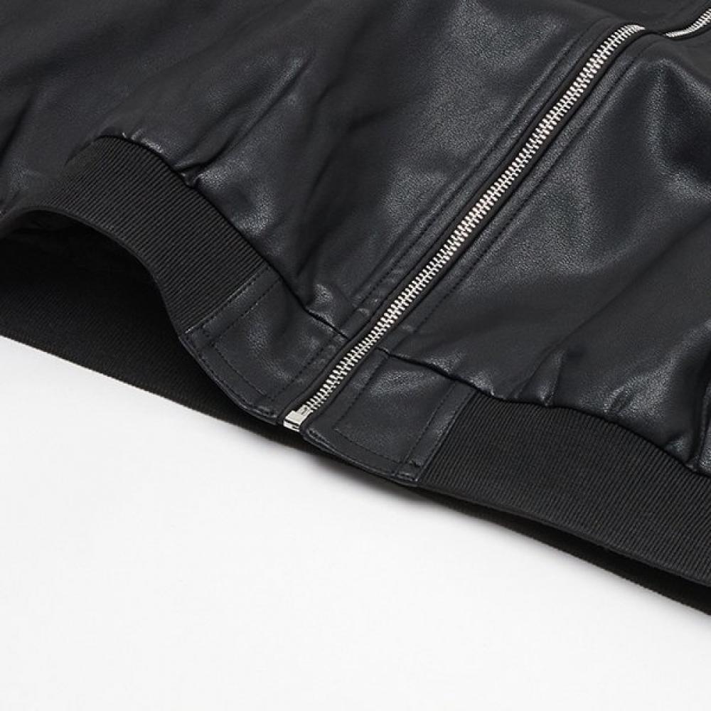 LAP Tape Sleeve Color Block Leather Blouson Jumper Ar1lz220