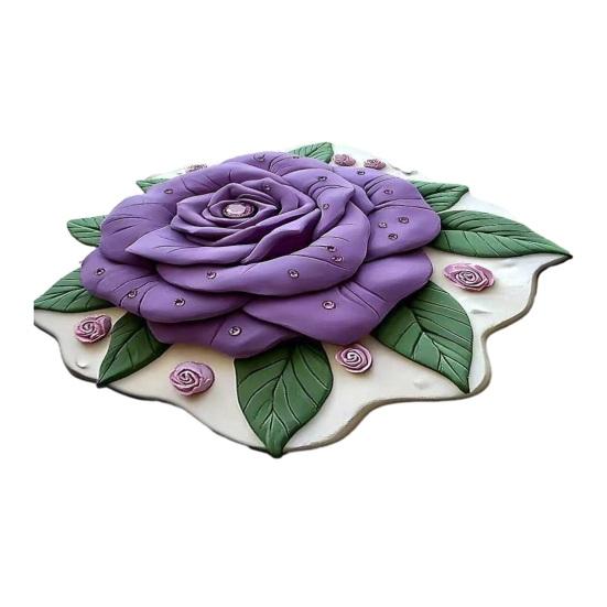 Floor Mat 3D Flower Pattern Water-Repellent Bathroom Rug with Anti-Slip Base High-Density Crystal Velvet Bath Mat