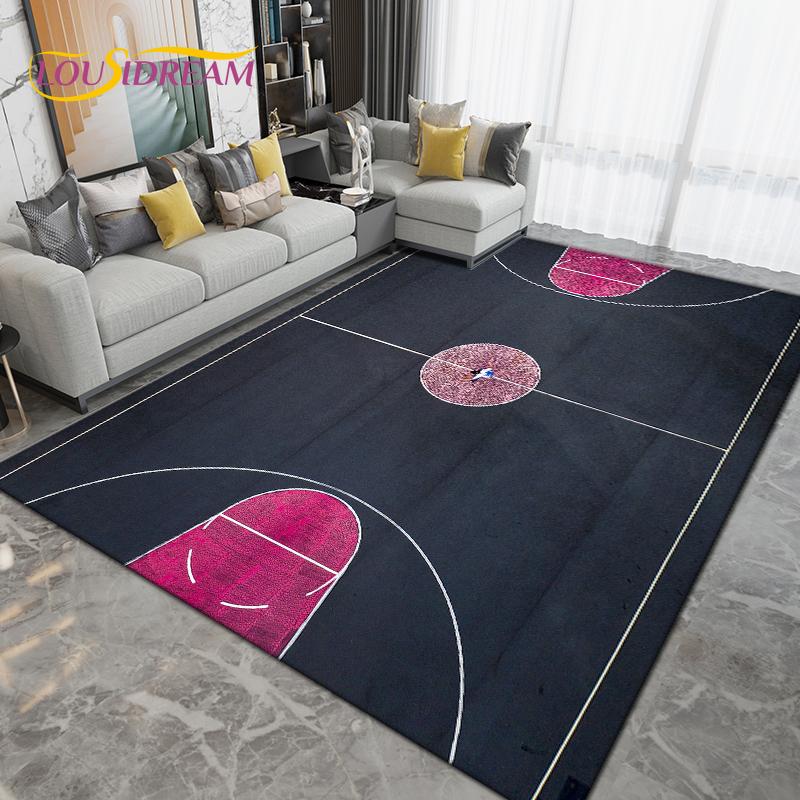 3D Creative Basketball Basketball Court Area Rug,Carpet Rug for Living Room Bedroom,Kitchen Bathroom Doormat Non-slip Floor Mat