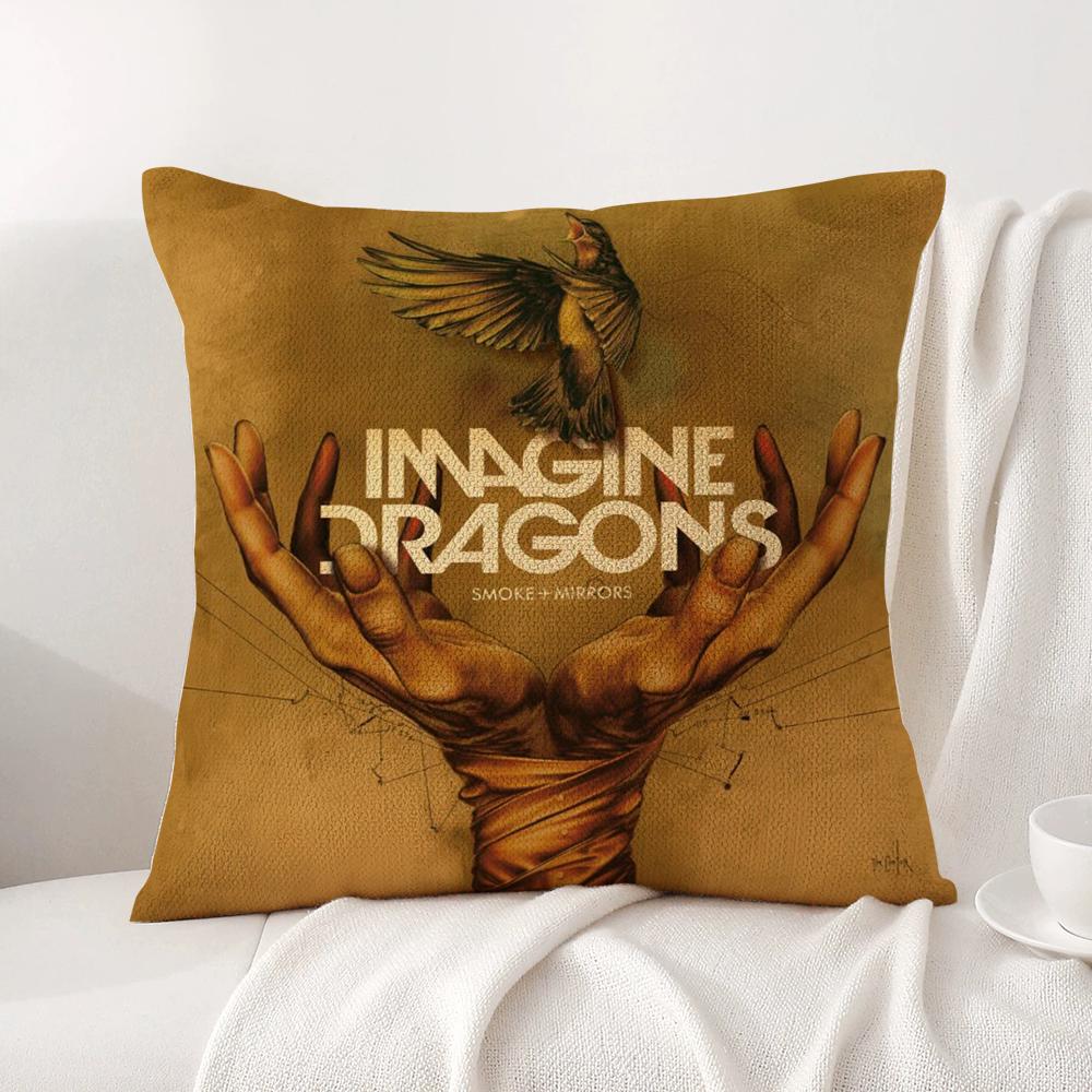 I-Imagine D-Dragons Cushion Cover Summer Coolness Linen Fabric Double-Sided Printing Pillow Case Sofa Home Decor Gift