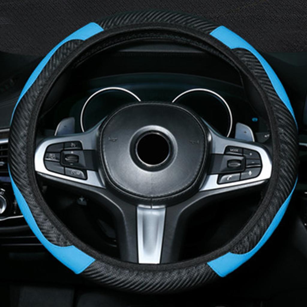 Capa de volante de carro de 38 cm, couro PU antiderrapante, universal, elástica, confortável e suave para