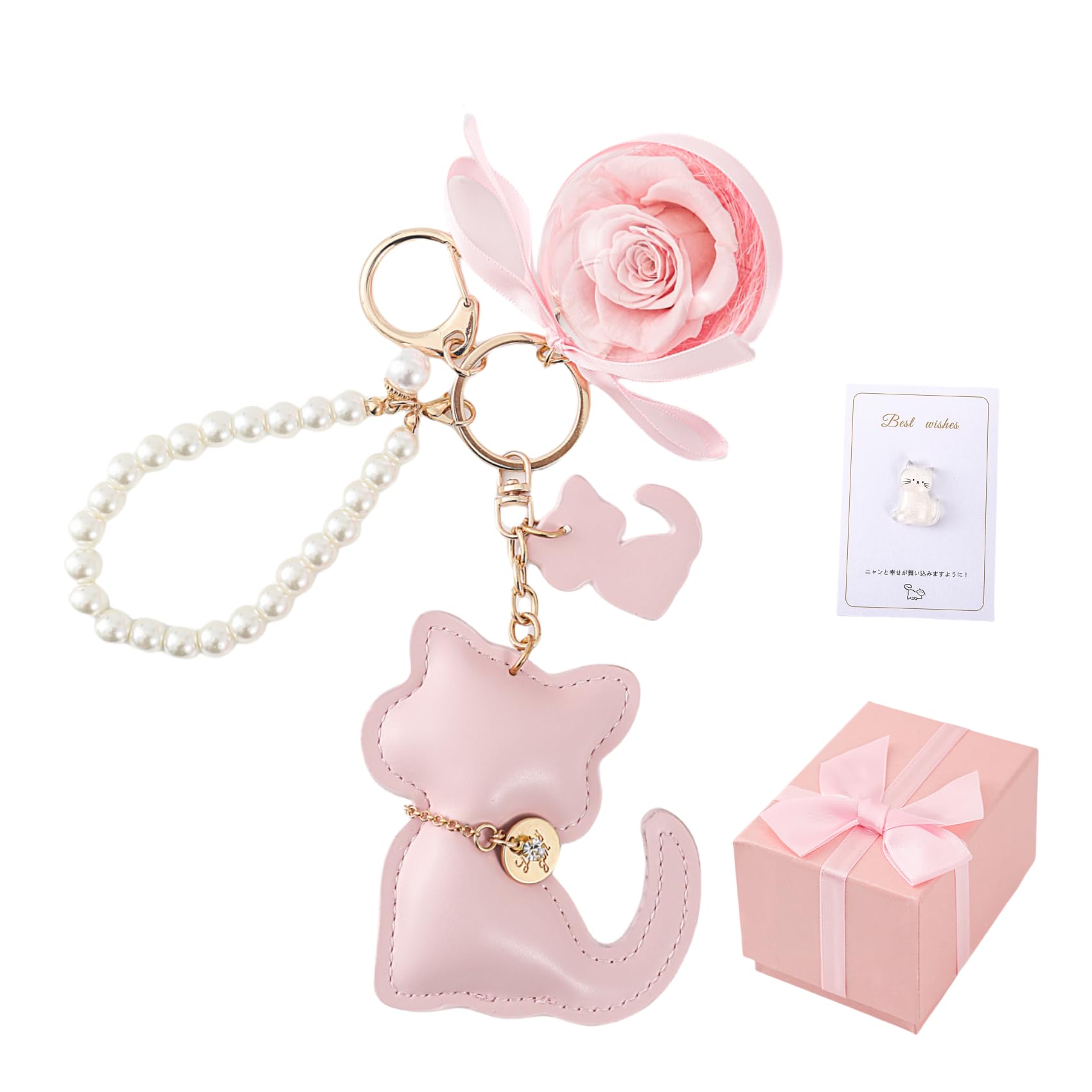 

Брелок с сухоцветом для женщин Улучшенный кулон-брелок Подарок на День кошек Подарок на Белый день Цветок, который никогда не вянет Подарок на день рождения Популярный с розовый