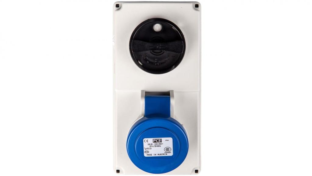 Feststeckdose mit Schalter 0-1 Klein 16A 3P 230V Ip44 /Mechanische Verriegelung/ 6113-6