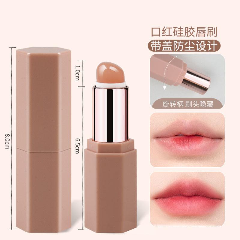 

Upgrade Silicone Lip Brush With Cover Angled Concealer Brush Like Fingertips Q Soft Lipstick Makeup Brushes Round Head No Broken рожевий