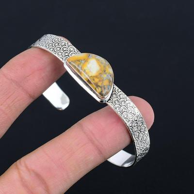 Daughters Day Sale 925 Sterling Silver Natural Maligano Jasper Bangle Bracelet