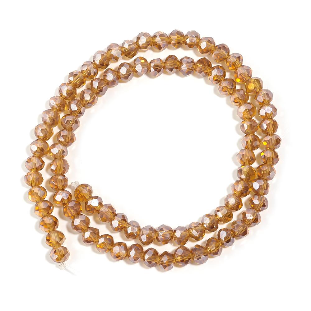 3/4/6/8/10mm Faceted Crystal Beads Gold Brown AB Glass Loose Beads For DIY Jewelry Making Handmade Bracelet Necklace Accessories