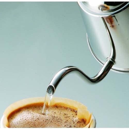 Yoshikawa SH7090 Stainless Steel Drip Coffee Pot, 1.1L, Narrow Mouth, Wooden Handle, Made In Japan, Gas and Induction Compatible