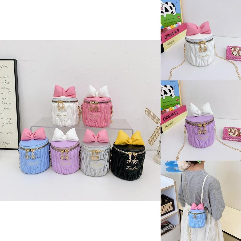 Children Cute Butterfly Knot Pu Water Bucket Bag For Daily Casual Use