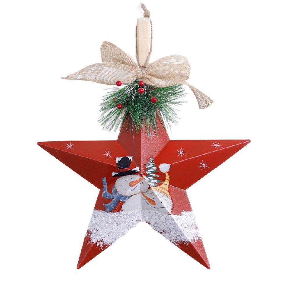 Iron Christmas Tree Decoration Pendant Old Man Snowman Pattern Hanging Ornament Door Display