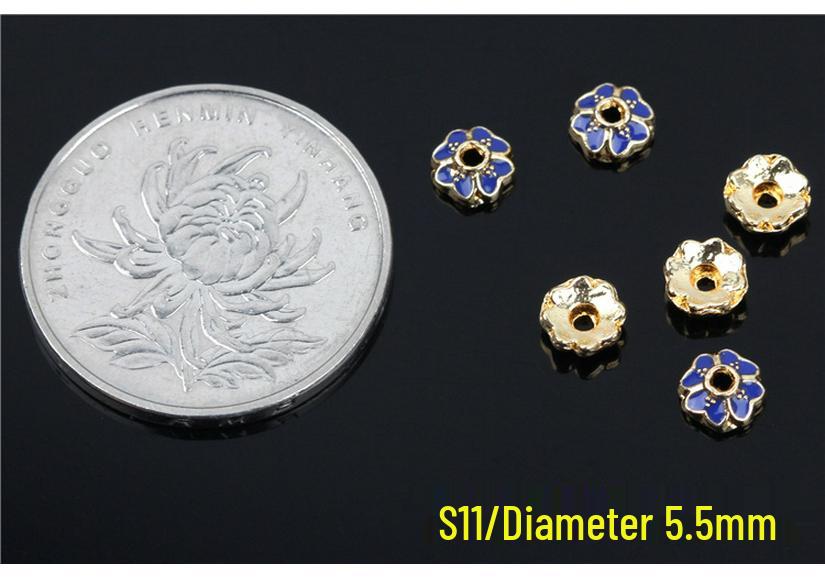 Copper Enamel Flower Beads for DIY Jewelry - 6mm