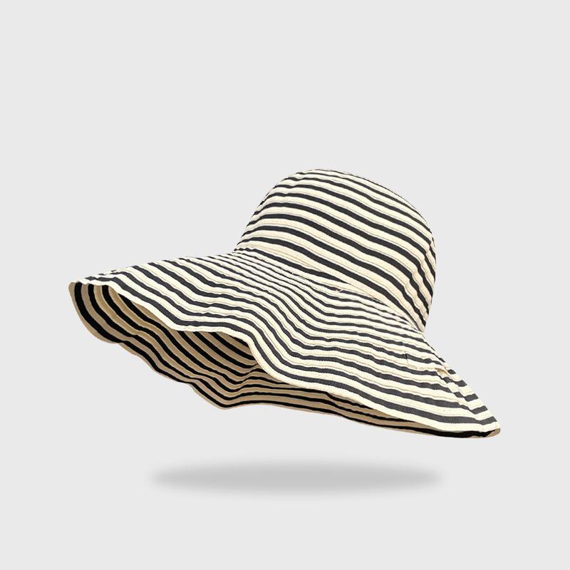 Summer Hats For Women Sun Hat Striped Foldable Long Brimmed Fisherman Cap Outdoor Sunscreen Sunshade Beach Accessories Sunhat