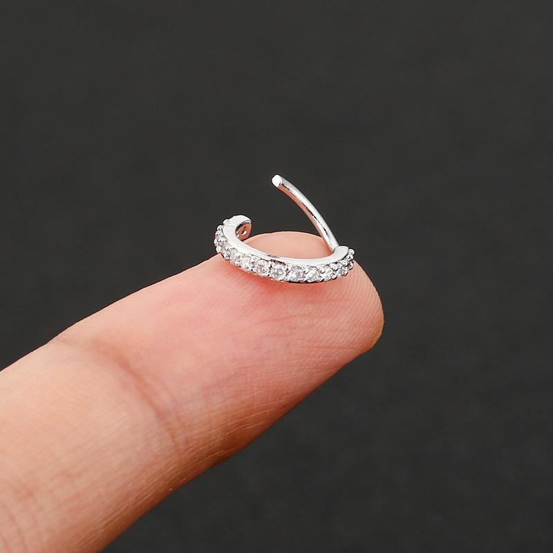 Trendy European-American Piercing Jewelry: Zircon-Copper Nose Rings, Earrings & Cartilage Studs