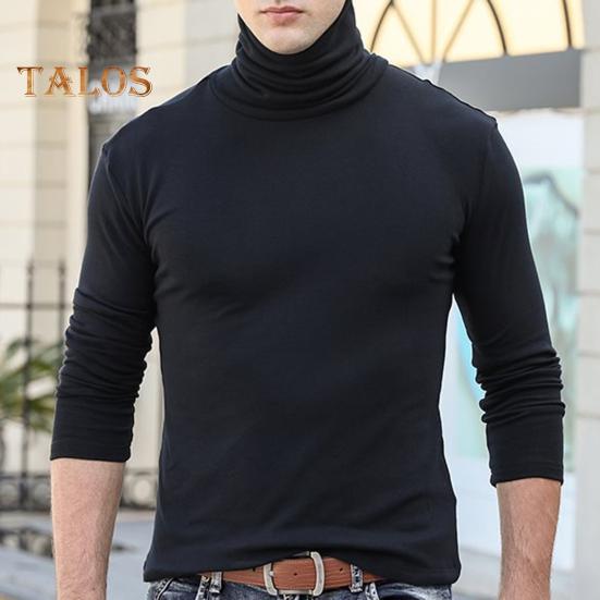 Top a strati da uomo a collo alto protegge il collo dal vento altamente elastico vestibilità slim tinta unita top pullover per sport viaggi ufficio abbigliamento quotidiano