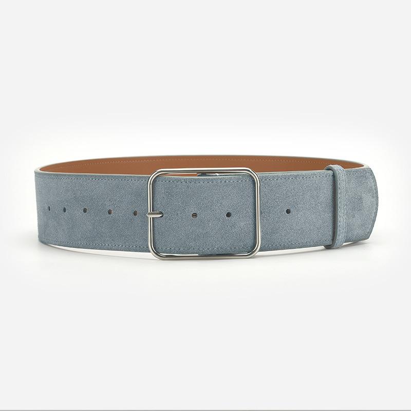 Retro Brede Riem Dames Mat Eenvoudig Met Jeans Rok Riem Gesp Leer Riem 105*5.8cm lichtblauwe kleur