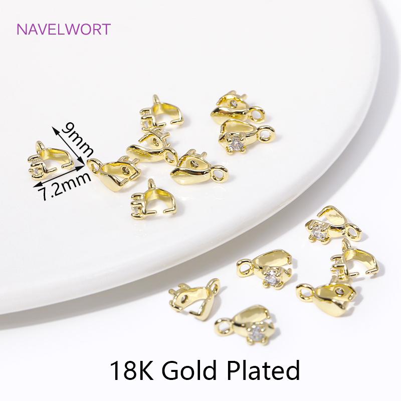 

Multi Types 18K Gold Plated Inlaid Zircon Clamp Pinch Clip Bail Hooks Connector For Jewelry Making DIY Earring Pendant Findings 4 pieces