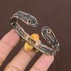 Natural Bumblebee Jasper Gemstone Copper Wire Wrap Cuff Bangle Adjustable K2s80