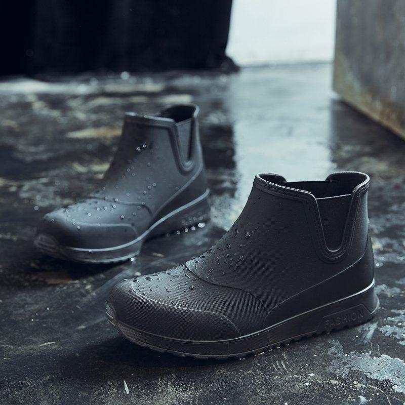Black Rain Shoes for Men Rubber Shoe Platform Ankle Boots Blue Autumn Winter Slip On Booties Boots for Men Waterproof Work Botas