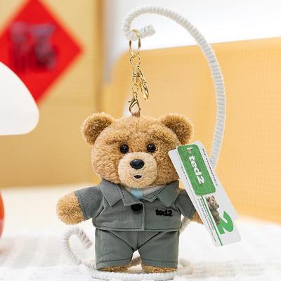 Peluche Ours Ted2 en costume: Porte-clés Pendentif Ours en Peluche, Poupée de Réconfort Animal en Peluche, Cadeau d'Anniversaire