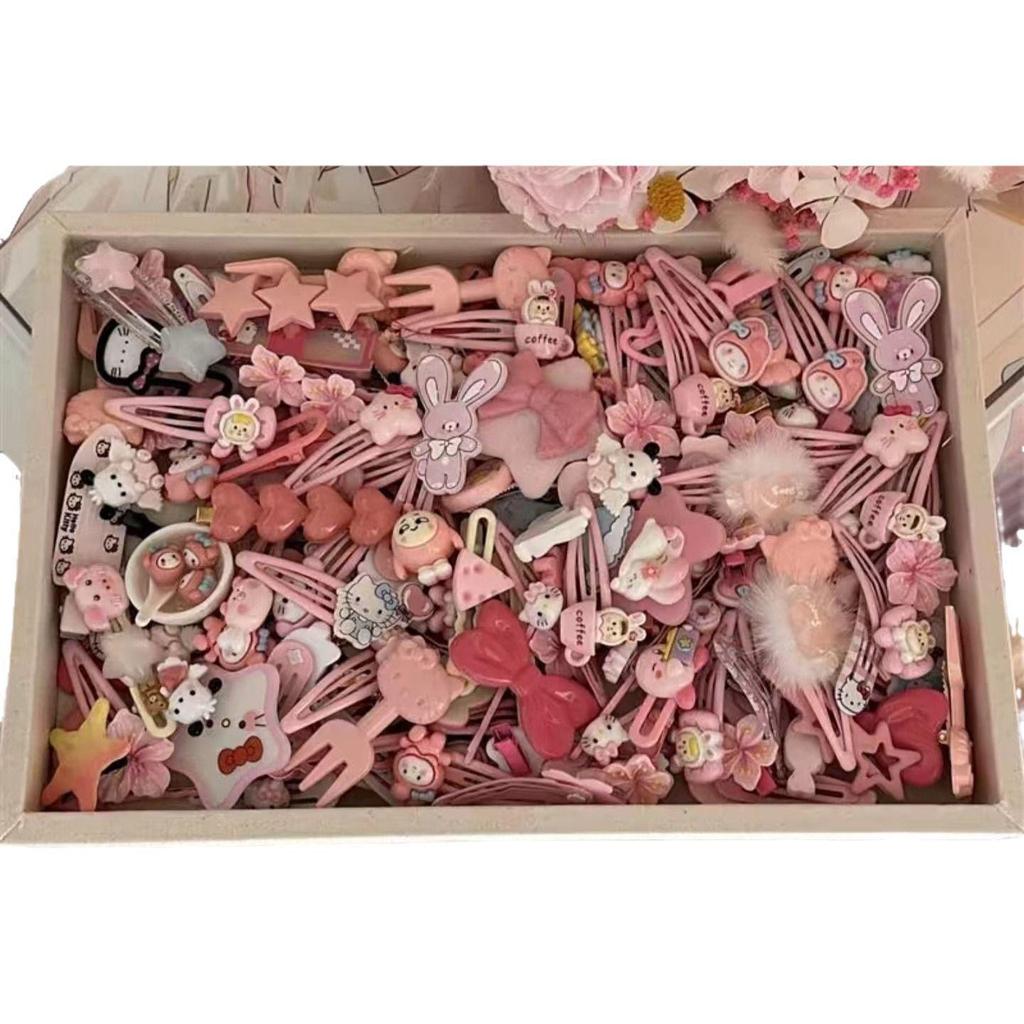 Set of 50 Pink Cute Hair Clips – Sweet Girly Bangs Clips, Japanese Cartoon Hair Accessories