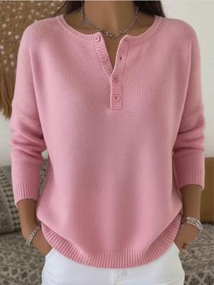V-Neck Button Cardigan: European & American Style, Solid Color, Loose Fit, Knitted Sweater for Women - Autumn/Winter s
