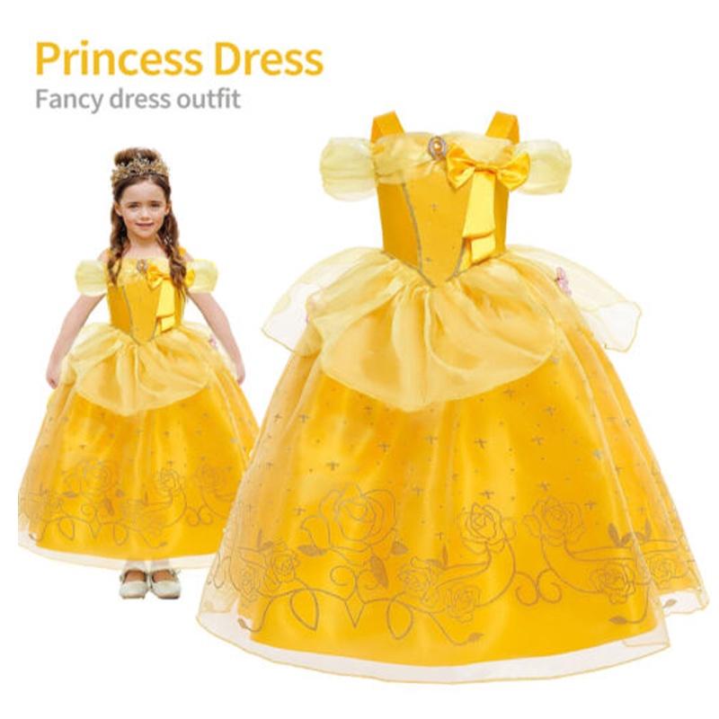 Soft Comfortable Girls Princess Belle Costume For Xmas/halloween/fancy Dress