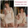 Ice Silk Floral Pajamas Plus Chest Pads Gather Suspenders Nightgowns Loungewear Sets