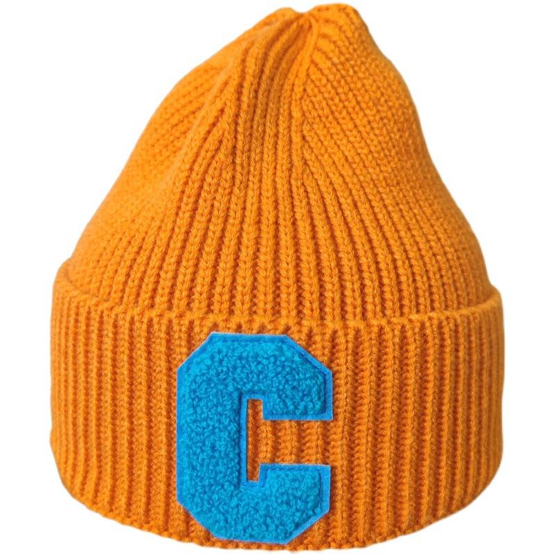 Korean Version Simple Large C Letter Wool Hat Autumn Hat Women New Age Reduction Warm Ear Protection Knit Hat Winter Student