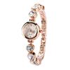 Women's Golden Alloy Analog Quartz Rhinestones Casual Bracelet Wrist Watch