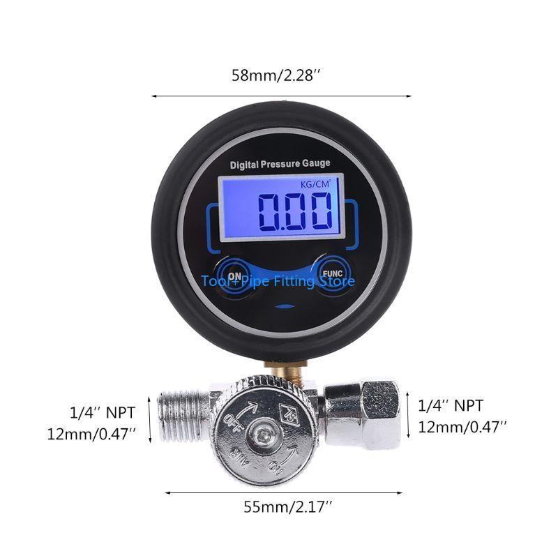 F92B Profesjonalny 1/4" Cyfrowy Kompresor Powietrza Wyświetlacz LCD Regulator Ciśnienia 200PSI Manometr Narzędzie Sterujące Szybkozłącze