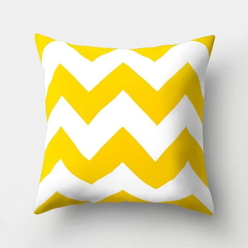 Yellow Geometric Decorative Pattern Pillowcase Office Living Room Home Pillowcase Car Ornaments