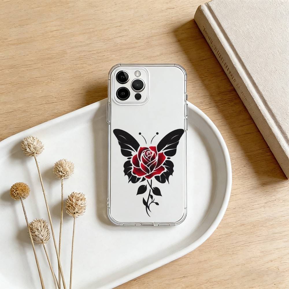 Minimalist Butterfly Fashion Trend Phone Case For iPhone 17 16 15 14 13 12 11 Mini Pro Max Plus Transparent Cover