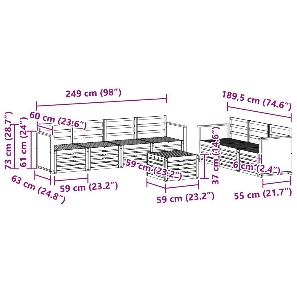 Outdoor Sofa Set 8 Pcs Solid Acacia Wood