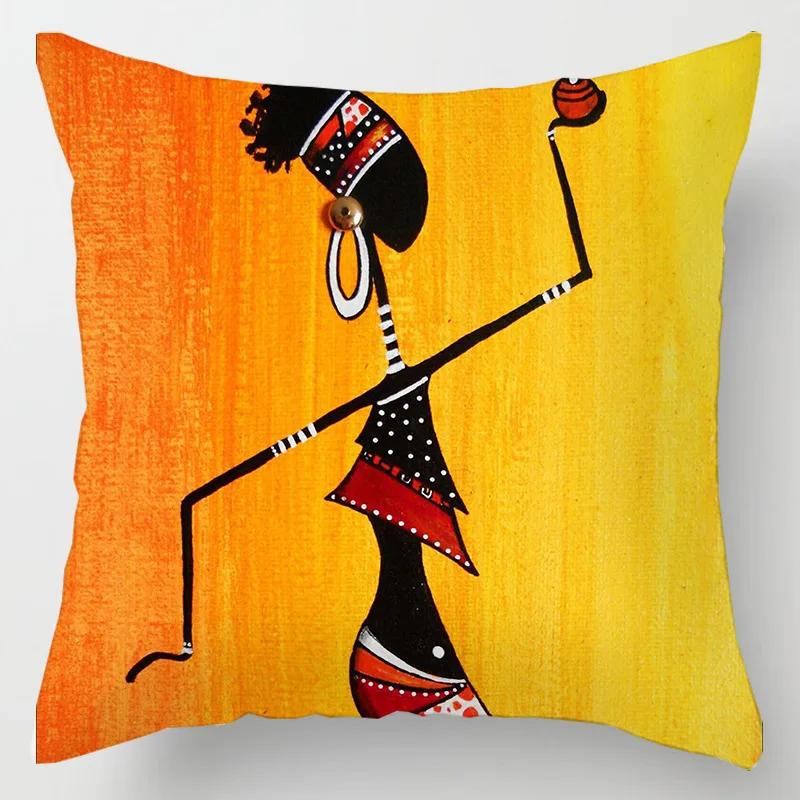 Abstract Oil Painting African Women Cushions Case Modern Abstract Art Decorative Pillows Case Sofa Seat Couch Thick Plush Pillow