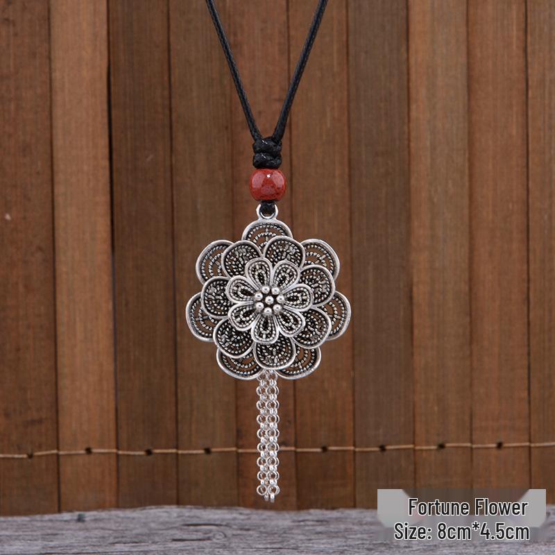 

Универсальное этническое серебряное ожерелье-подвеска – Женский амулет «Четыре стороны света: мир и богатство»