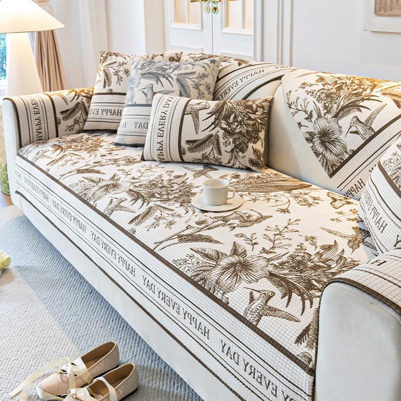 

Winter Fashion Sofa Cushion High Style Retro Style Plush Seat Cushion Light Luxury Four-season Sofa Towel 90*160cm