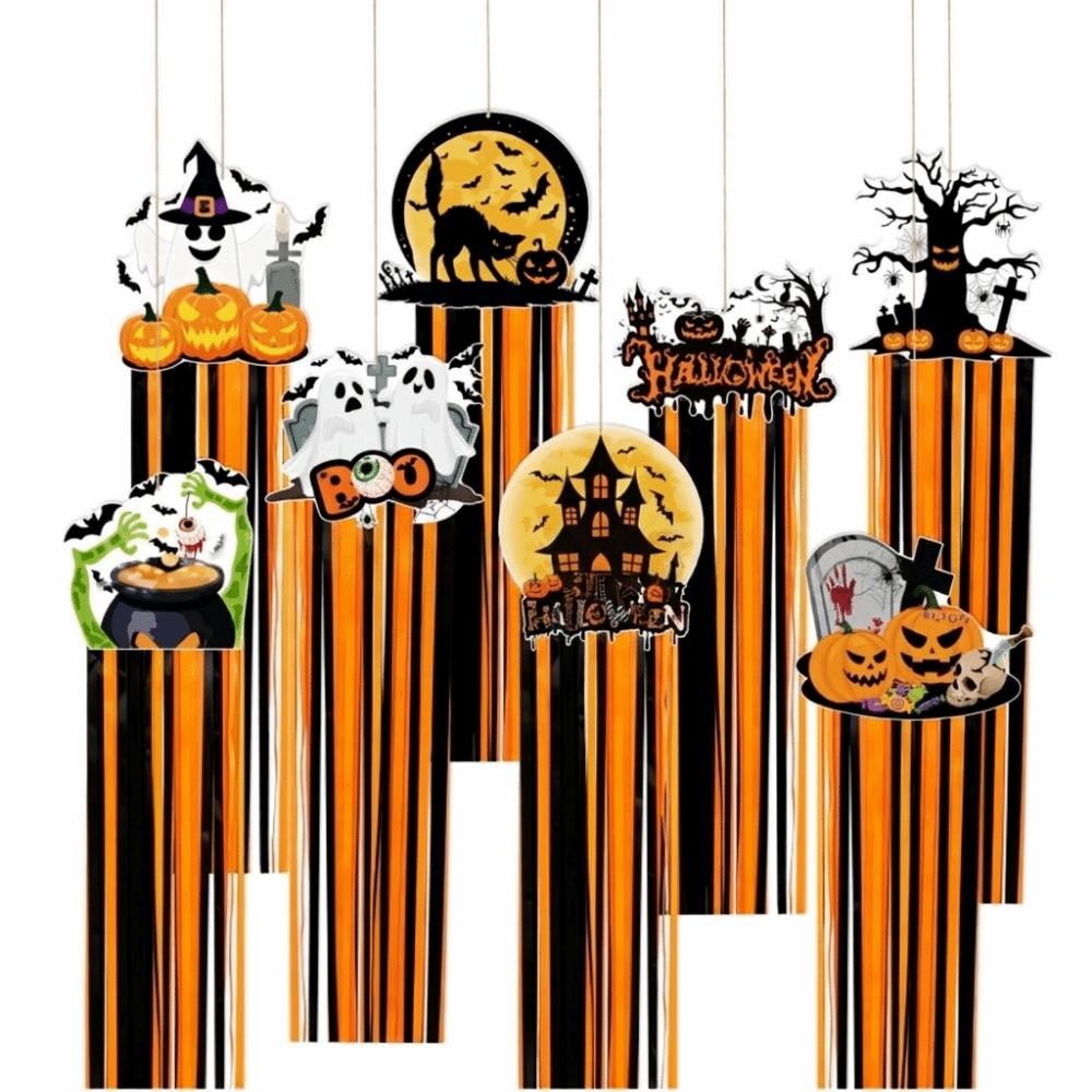 8Pcs Creative Halloween Pumpkin Hanging Decor DIY Halloween Hanging Sign Front Door