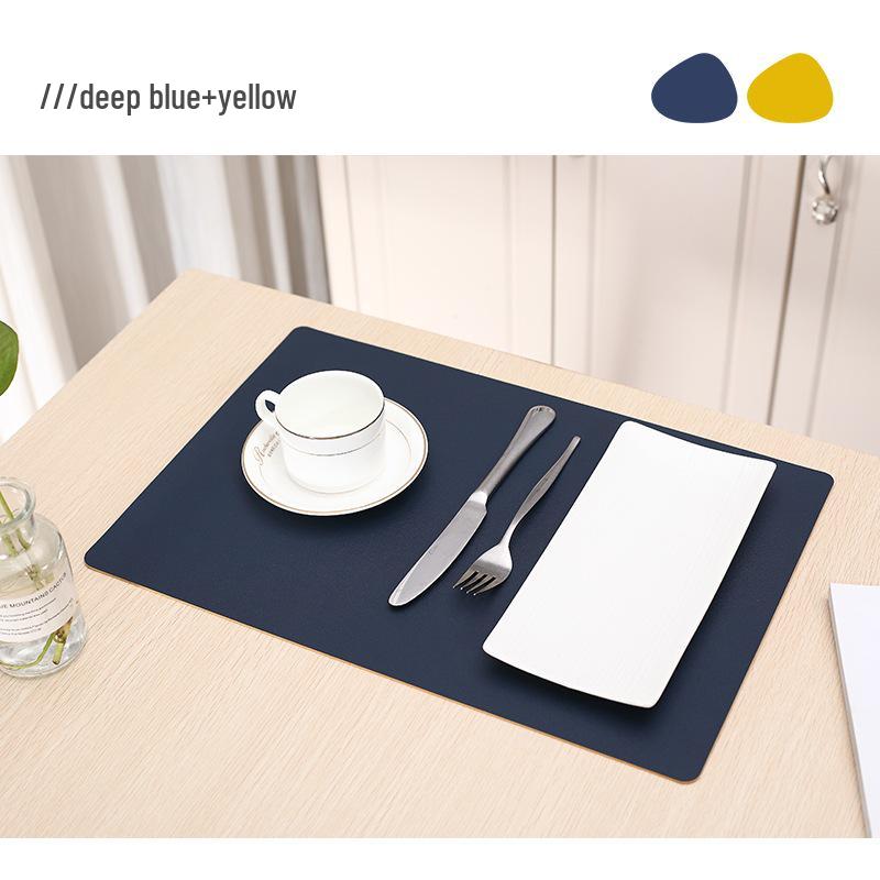 Double-Sided Luxury Nordic Leather Table Mat: Waterproof, Oil-Proof, Heat-Insulating, Non-Slip, Rectangular Design