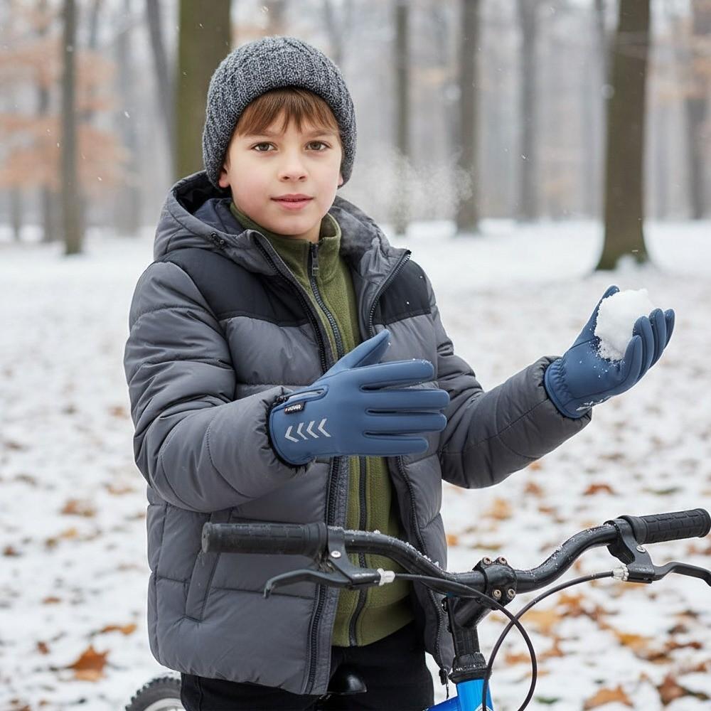 Mănuși calde de iarnă pentru copii, mănuși de ciclism impermeabile, mănuși sport rezistente la vânt pentru băieți și fete de 4-13 ani