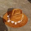 Vegan Suede Arrow-shaped Cap Women's Hat with Variousaccessoriesmen'sfedora Distressed Suede Hat Bohemianstylehat Men'sstraw Hat